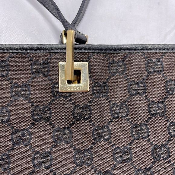Gucci LARGE Dark Brown Monogram Canvas Tote Bag AUTHENTIC - Picture 9 of 16